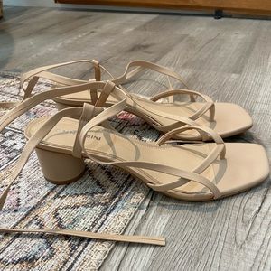 Gianni Bini Leather Ankle Wrap Strappy Sandal